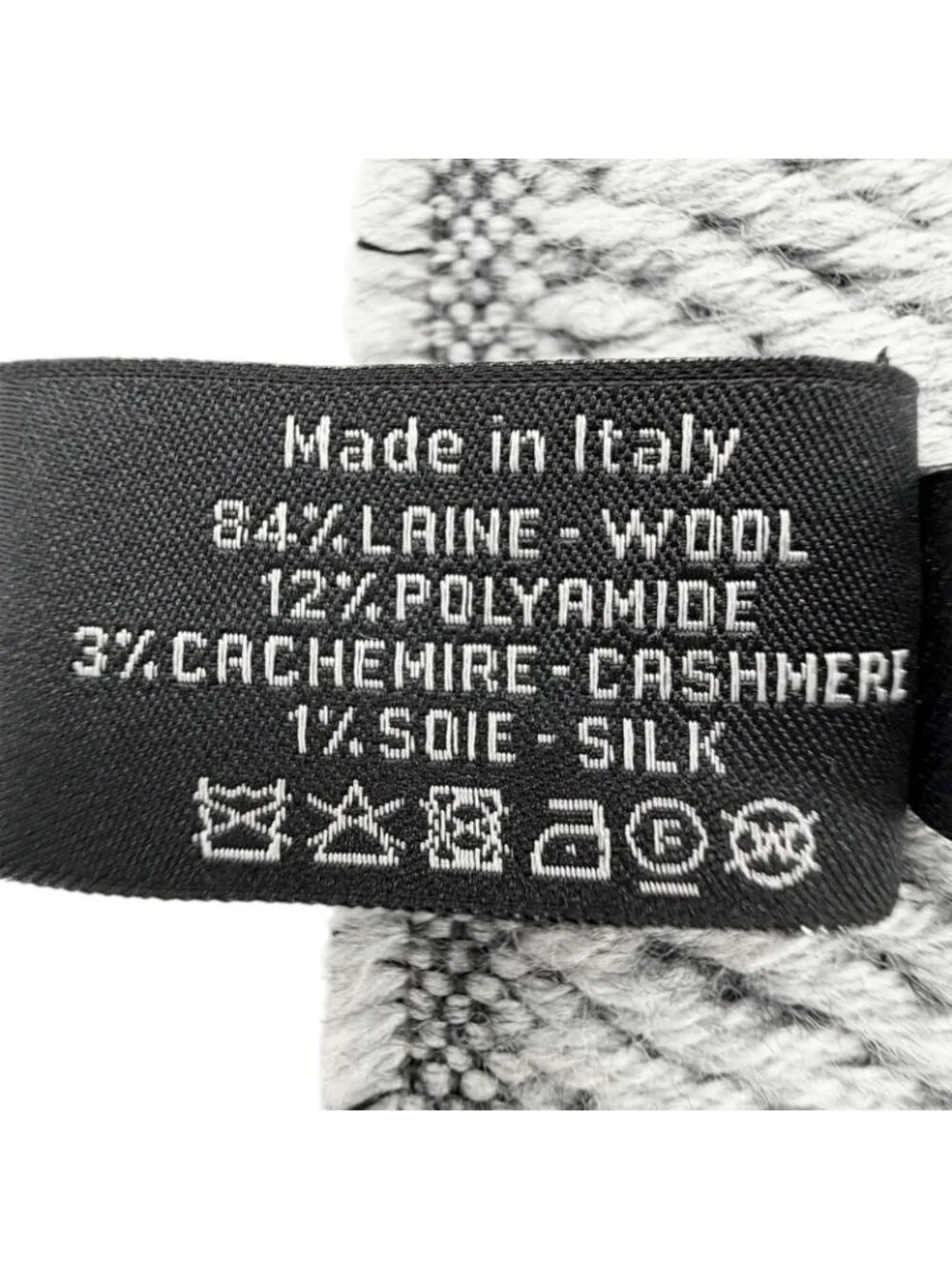 Chanel Wool Cashmere Blend CC Logo Scarf Shawl with Fringe Gray